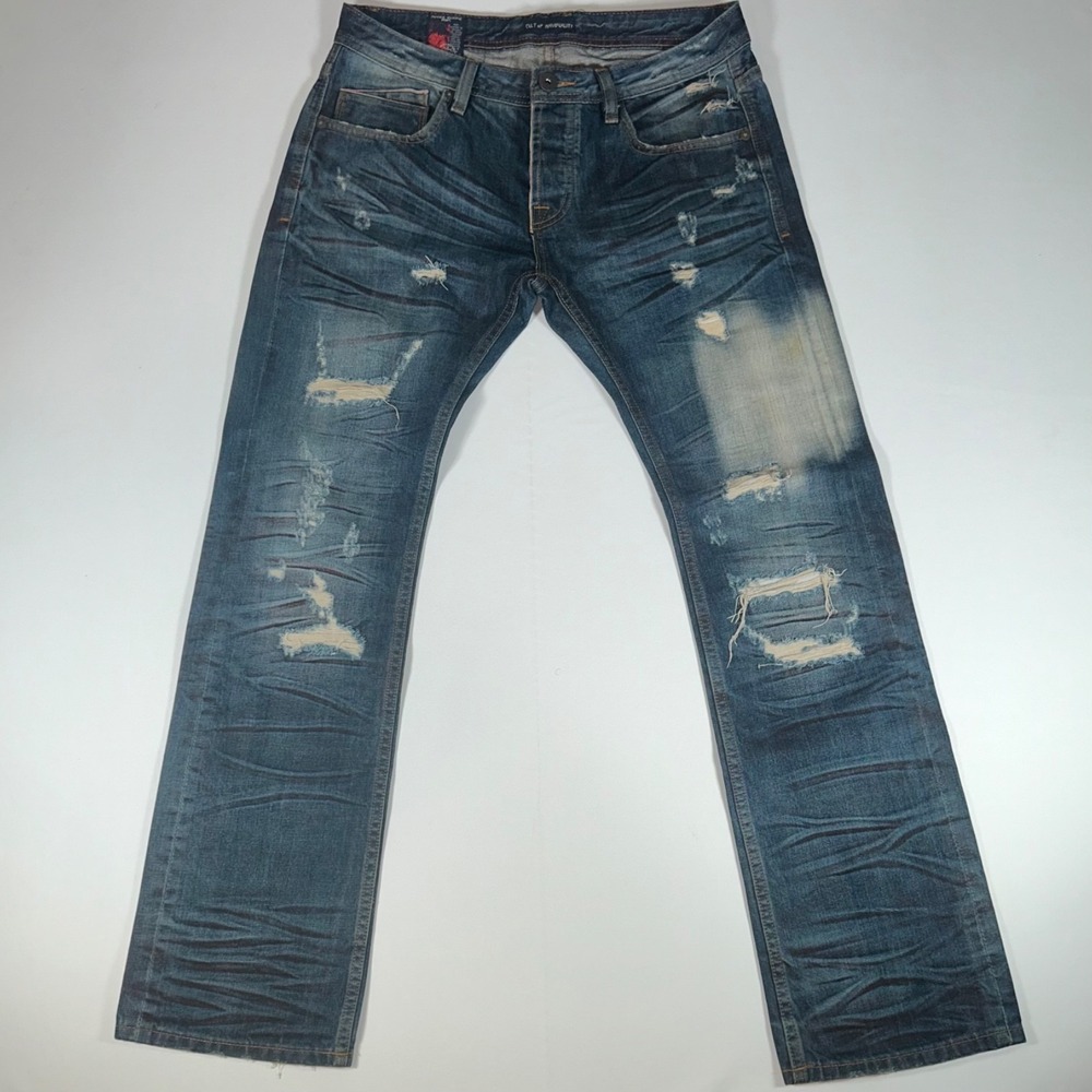 Cult of Individuality Hagen Relaxed Jeans Mens 32x34 Japanese Selvedge Distresse